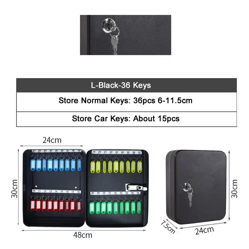 Password Key Lock Storage Box (different sizes available) - L-Black-Key / Multi Key Lock Box - SS