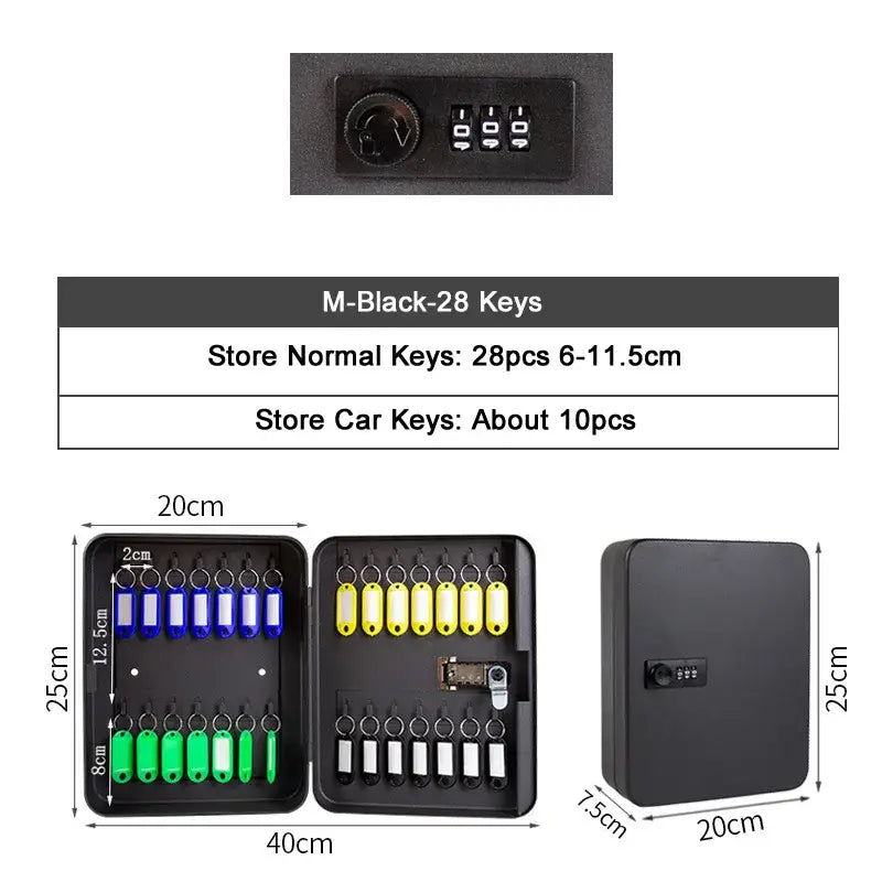 Password Key Lock Storage Box (different sizes available) - M-Black-Code / Multi Key Lock Box - SS