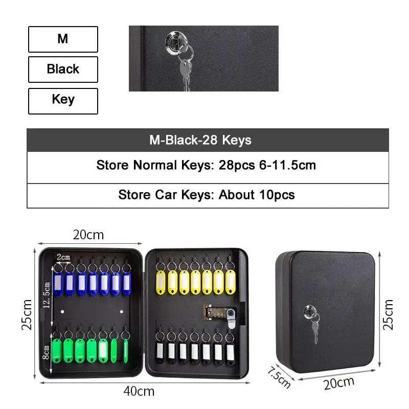 Password Key Lock Storage Box (different sizes available) - M-Black-Key / Multi Key Lock Box - SS