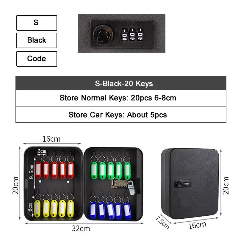 Password Key Lock Storage Box (different sizes available) - S-Black-Code / Multi Key Lock Box - SS