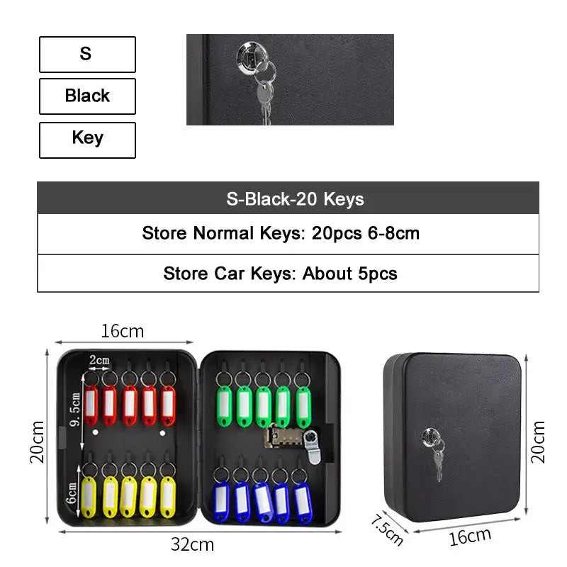 Password Key Lock Storage Box (different sizes available) - S-Black-Key / Multi Key Lock Box - SS