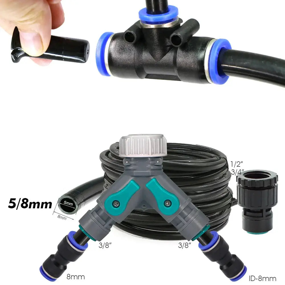 PE Hose with Adjustable Misting Sprayer & Pump Kit for Garden (different sizes available) - SS