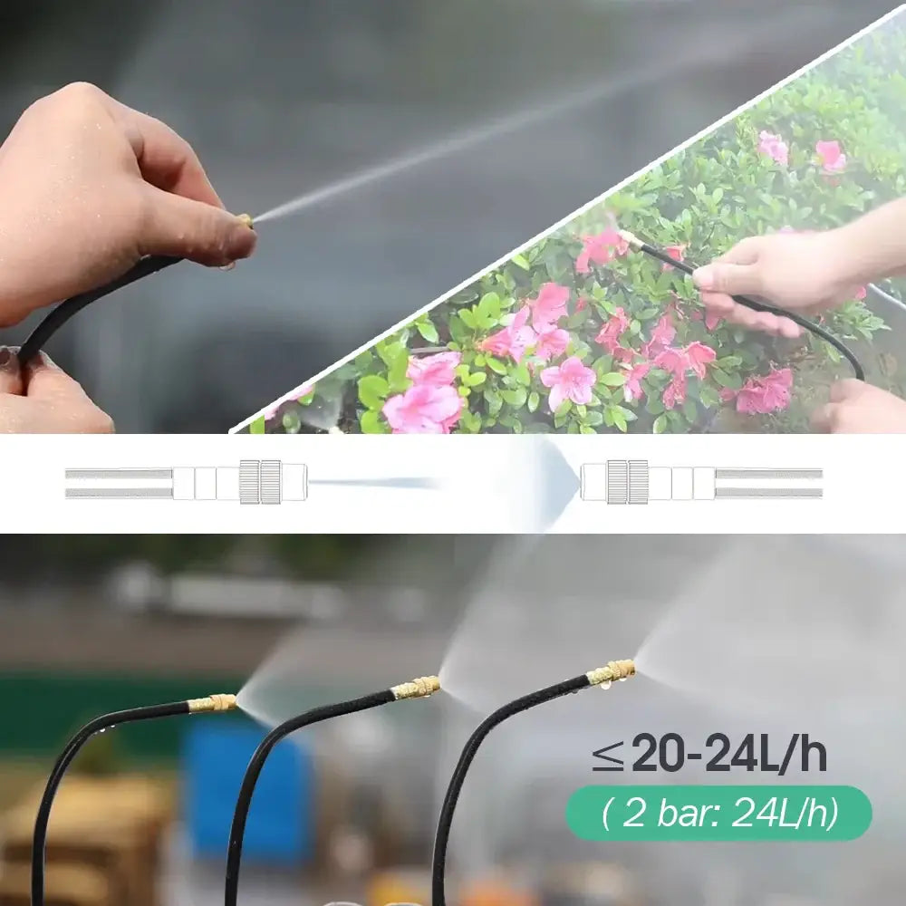 PE Hose with Adjustable Misting Sprayer & Pump Kit for Garden (different sizes available) - SS