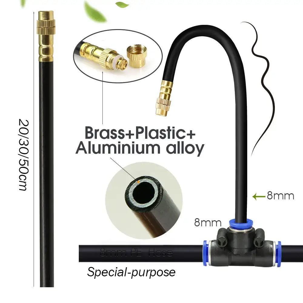 PE Hose with Adjustable Misting Sprayer & Pump Kit for Garden (different sizes available) - SS
