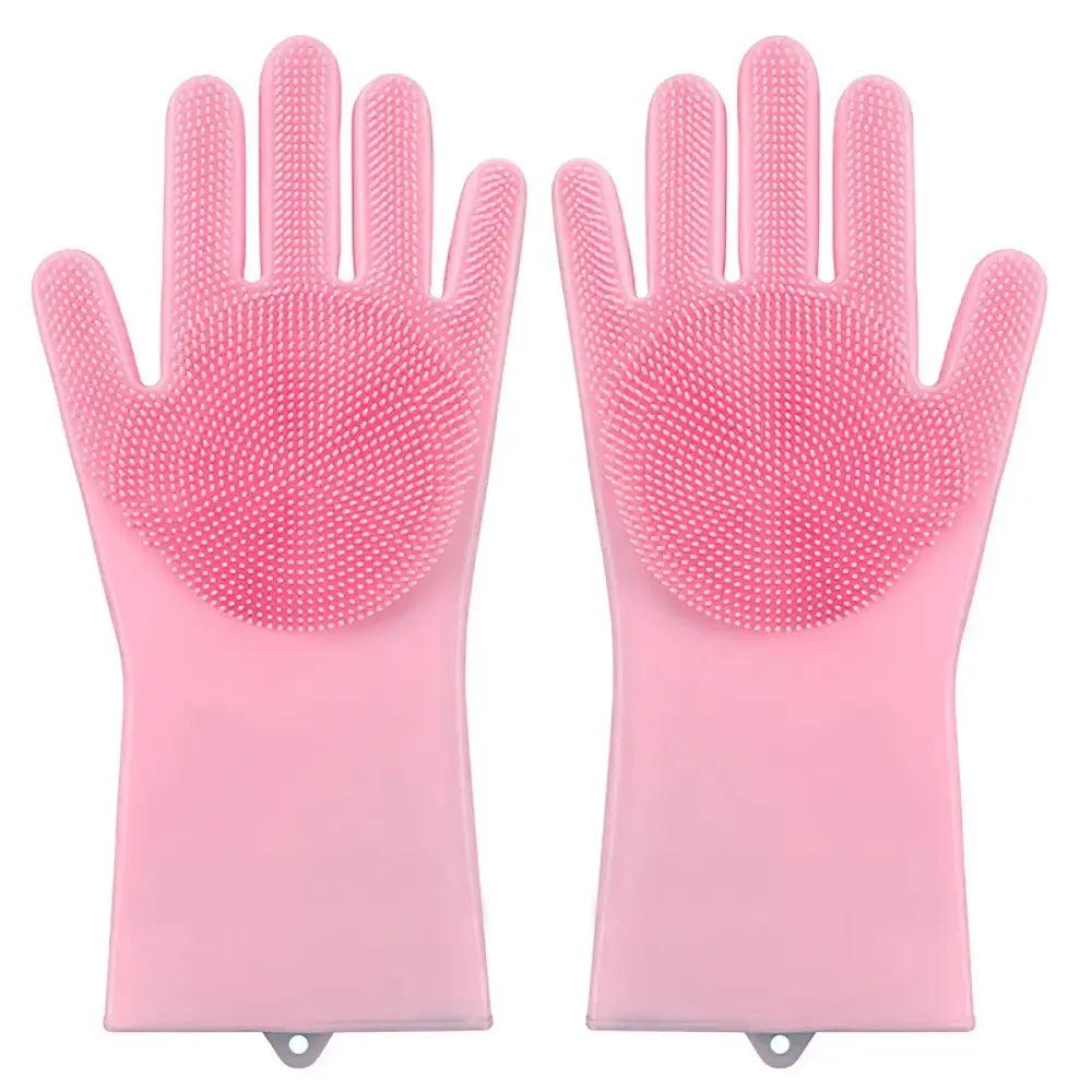 Pet Grooming Gloves Silicone (Pink & Blue) - Pink - SS