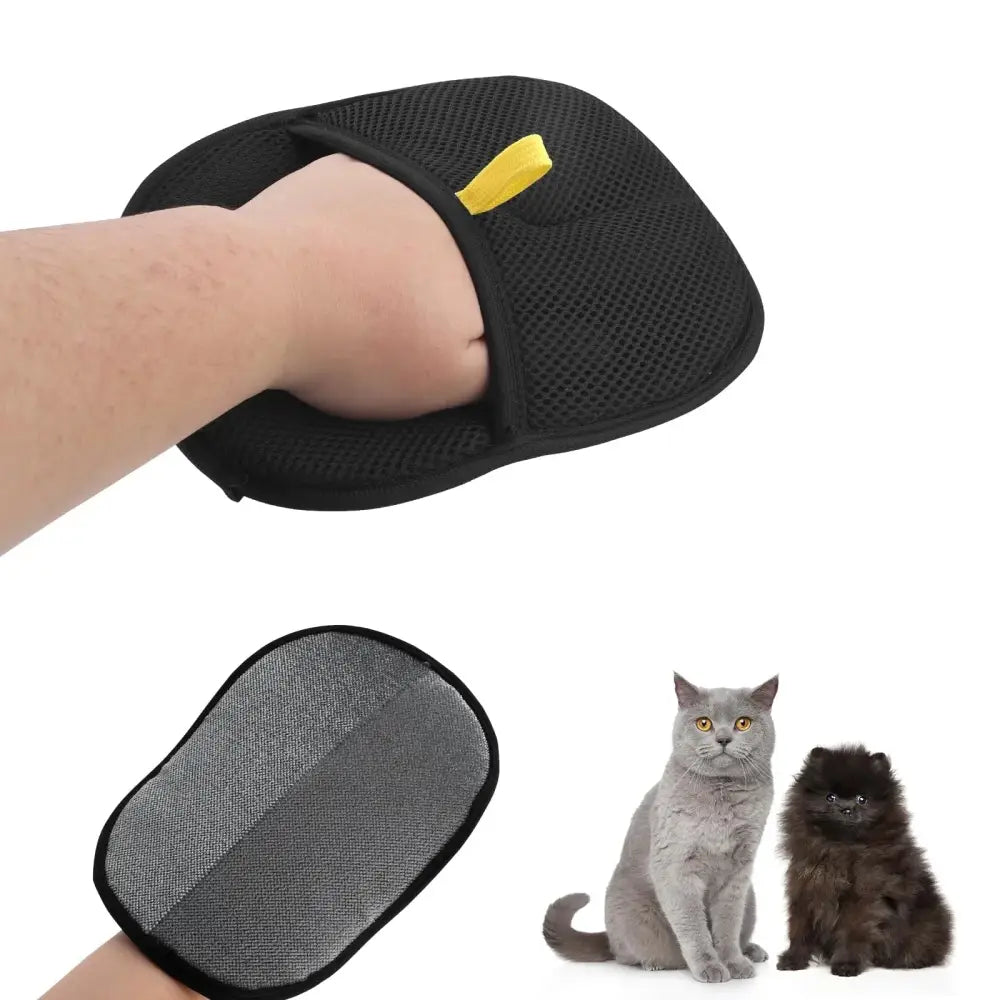 Pet Hair Removal Gloves – Reusable Double-Sided - Black / 20x15 cm - SS