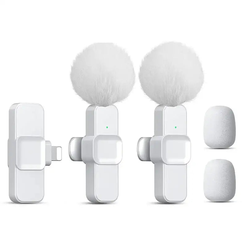 Pink Wireless Lavalier Mic for iPhone & Android (various type of sets available) - White 2 in 1 for iOS B - 9eight5