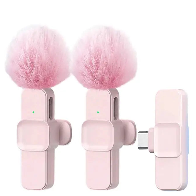 Pink Wireless Lavalier Mic for iPhone & Android (various type of sets available) - 9eight5