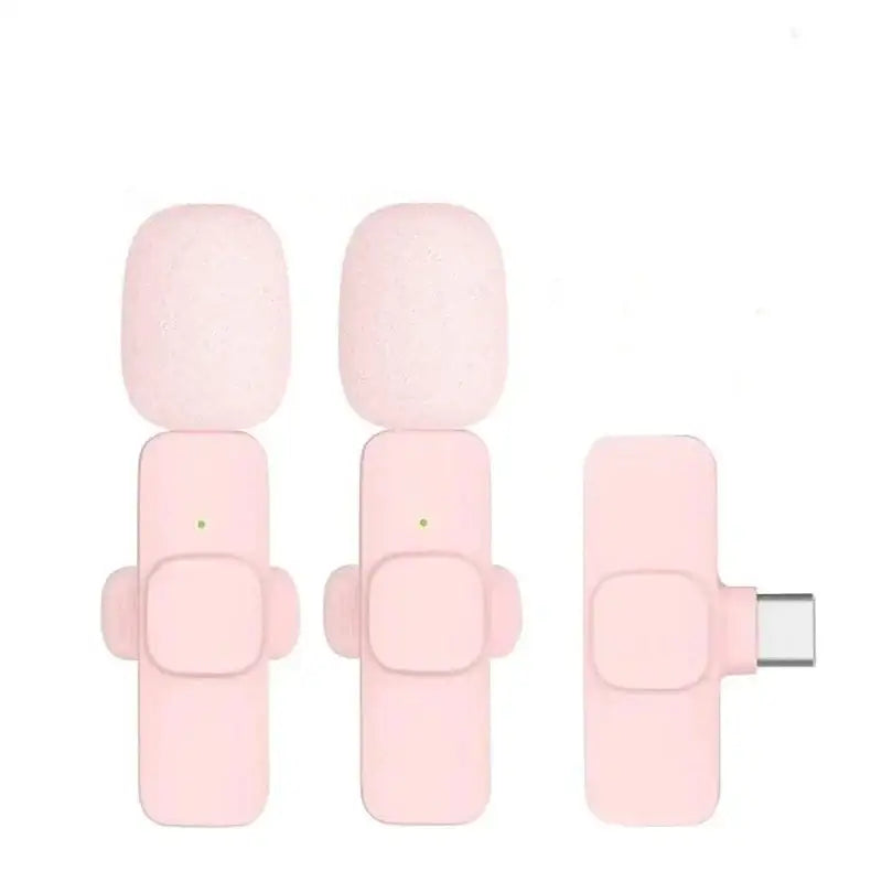 Pink Wireless Lavalier Mic for iPhone & Android (various type of sets available) - Pink 2 in 1 for Type C - 9eight5