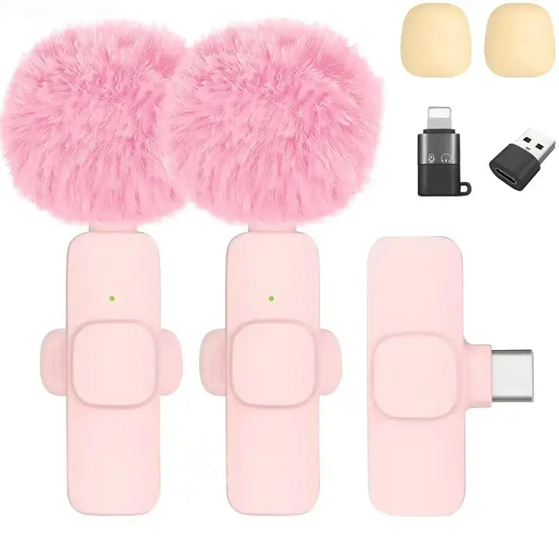 Pink Wireless Lavalier Mic for iPhone & Android (various type of sets available) - 9eight5