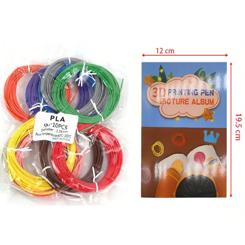 PLA 3D Pen Filament 50m – 10 Colours with Copy Painting Album - Filament - SS