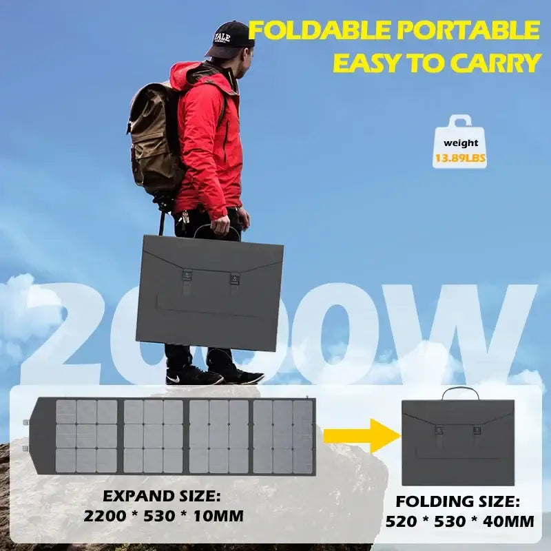 Portable 2000W Solar Charger with Bag - SS
