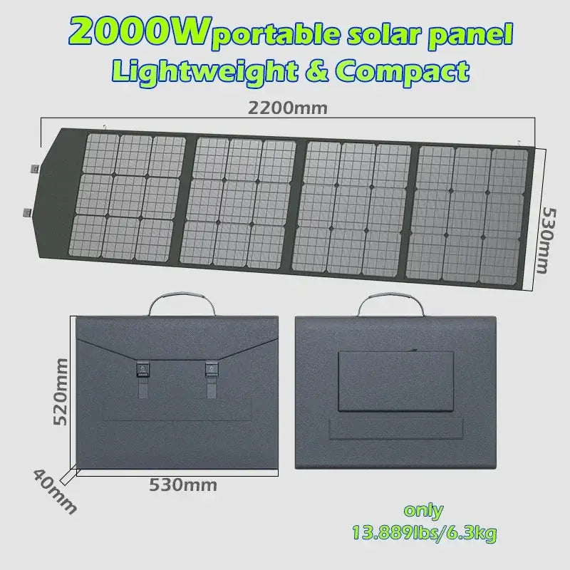 Portable 2000W Solar Charger with Bag - SS