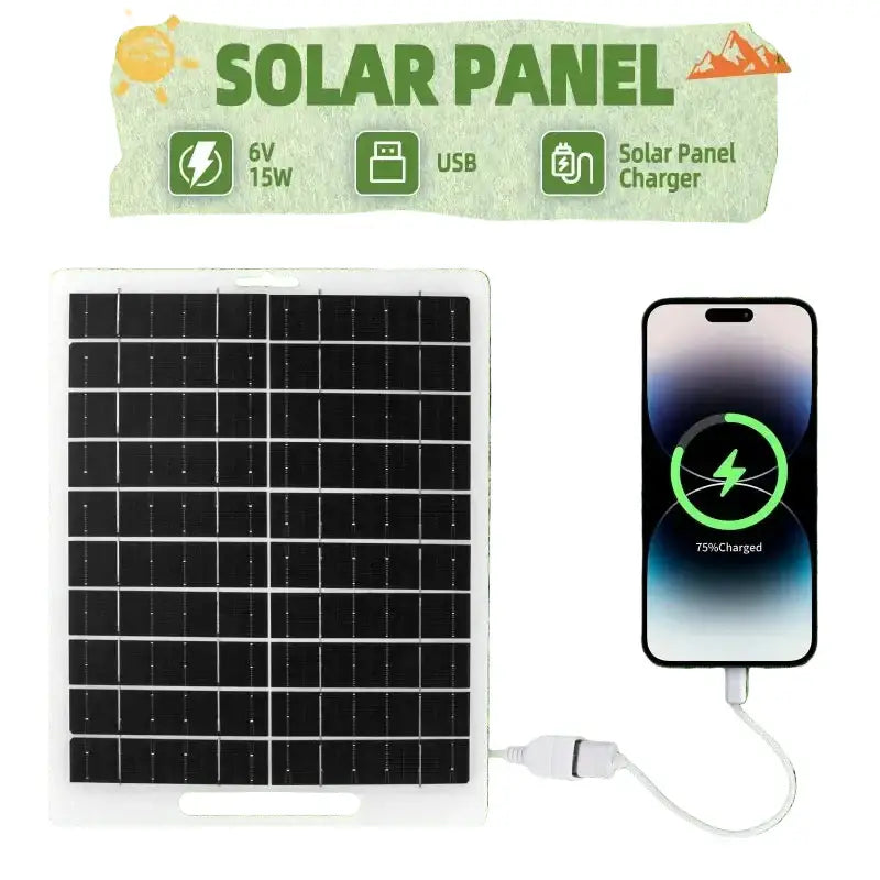Portable 6V 10W Solar Charger Panel - 10W / Mobile Phone Charging Bank - SS