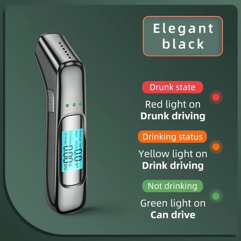 Portable Alcohol Detector with LCD & 3-Color Indicator - Breathalyzer - HBC