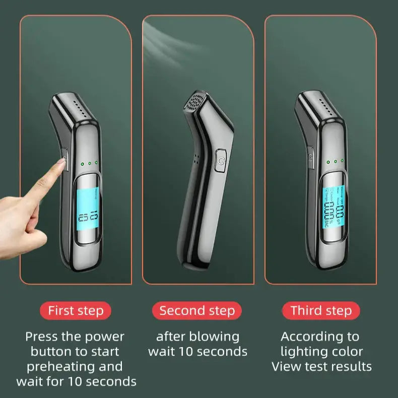 Portable Alcohol Detector with LCD & 3-Color Indicator - Breathalyzer - HBC