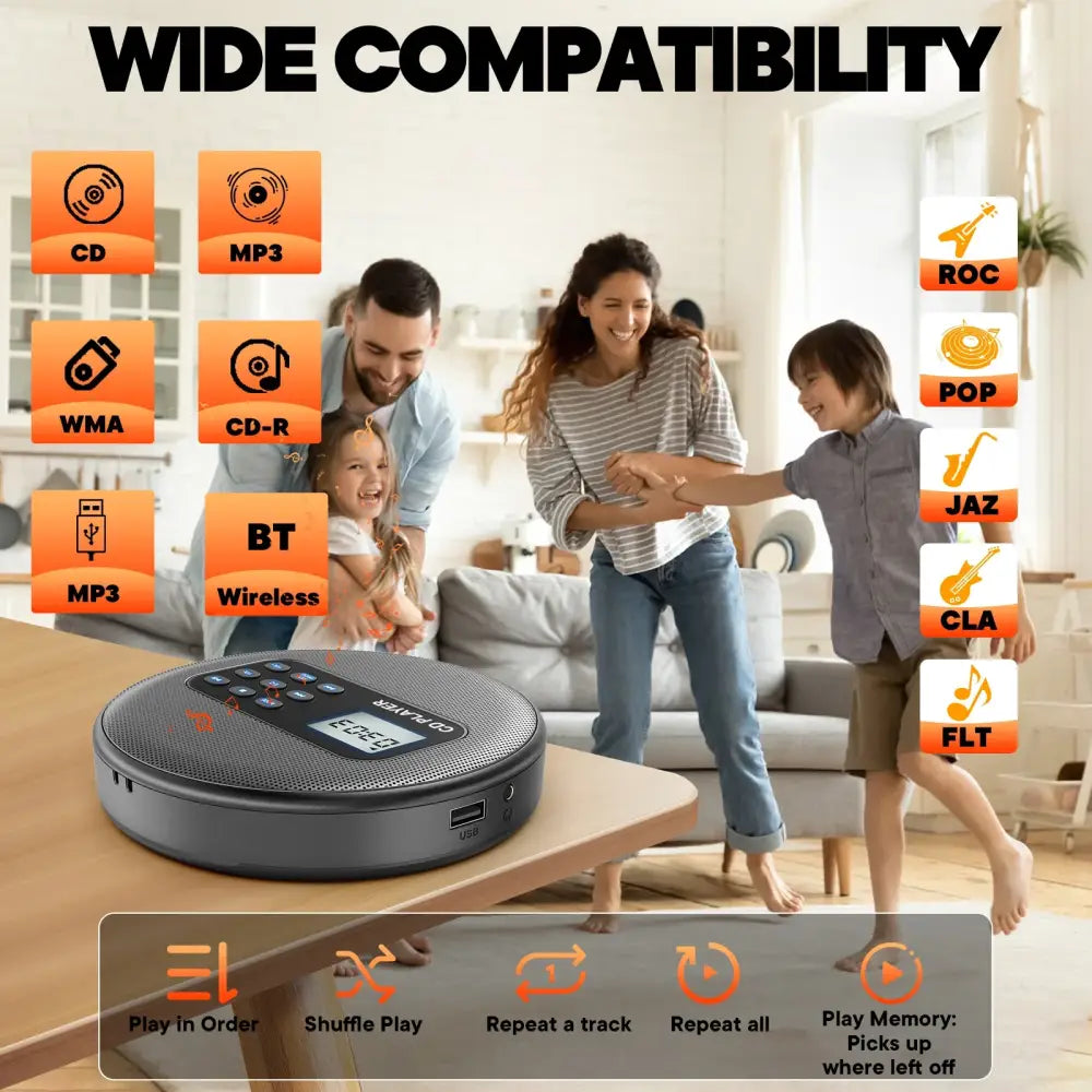 Portable Bluetooth CD Player - Grey / Portable CD Player - SS
