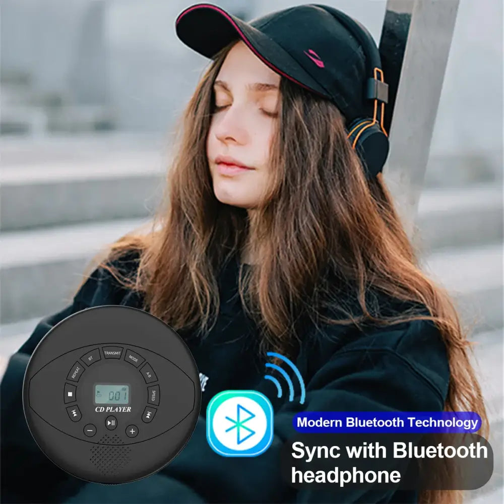 Portable Bluetooth CD Player with Speaker - Black / Portable CD Player - SS