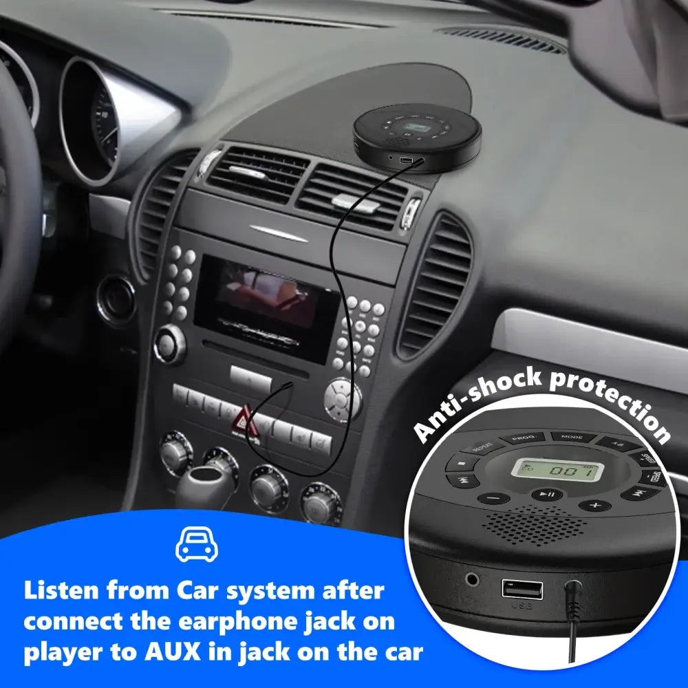 Portable Bluetooth CD Player with Speaker - Black / Portable CD Player - SS