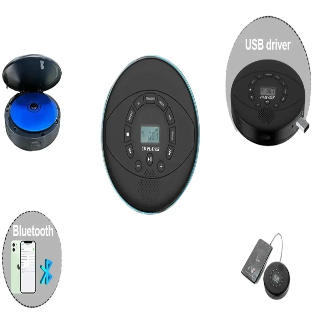 Portable Bluetooth CD Player with Speaker - Black / Portable CD Player - SS