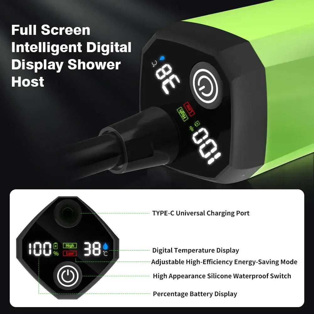 Portable Camping Shower Pump with Digital Display – 6000mAh (5 colours) - SS