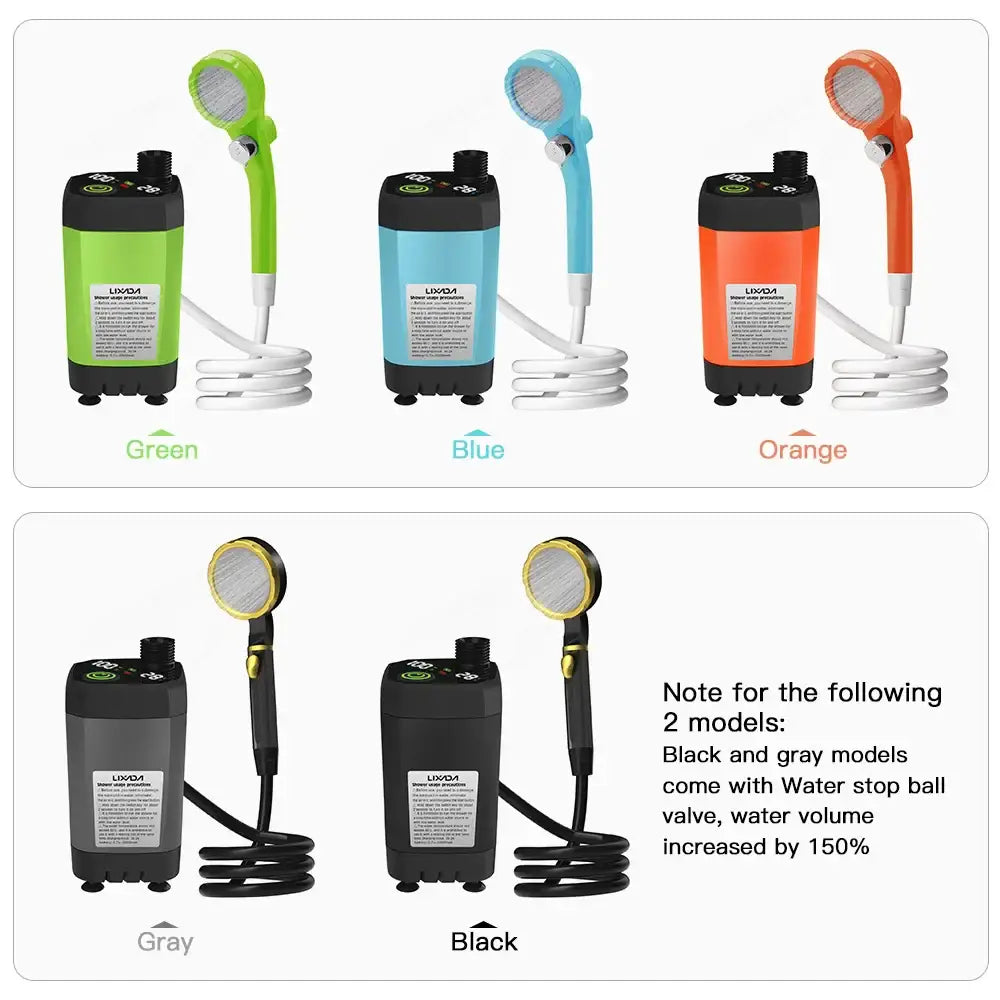 Portable Camping Shower Pump with Digital Display – 6000mAh (5 colours) - SS