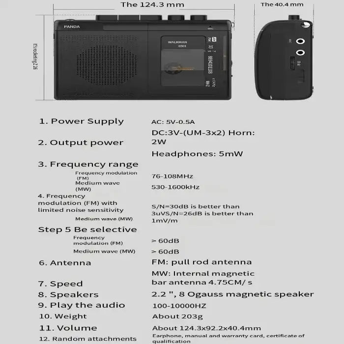 Portable Cassette Player with Radio - Black / Radio - SS