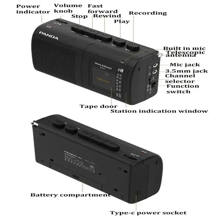 Portable Cassette Player with Radio - Black / Radio - SS