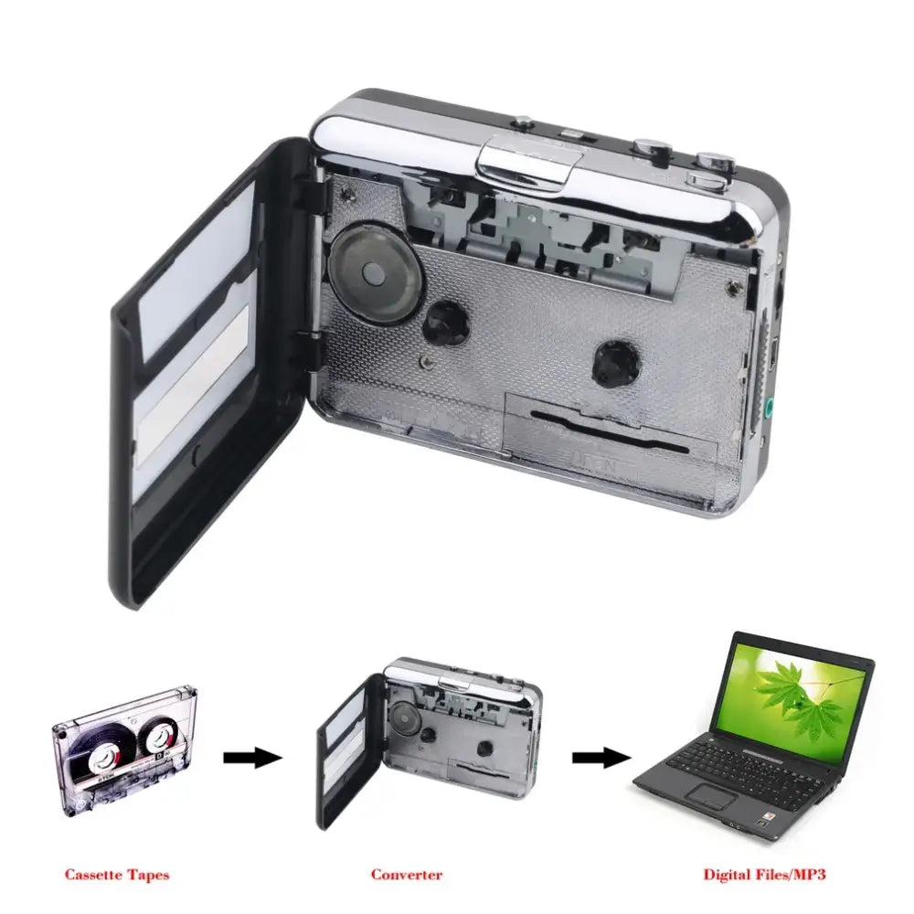 Portable Cassette to USB Converter - Silver / Cassette Player - SS