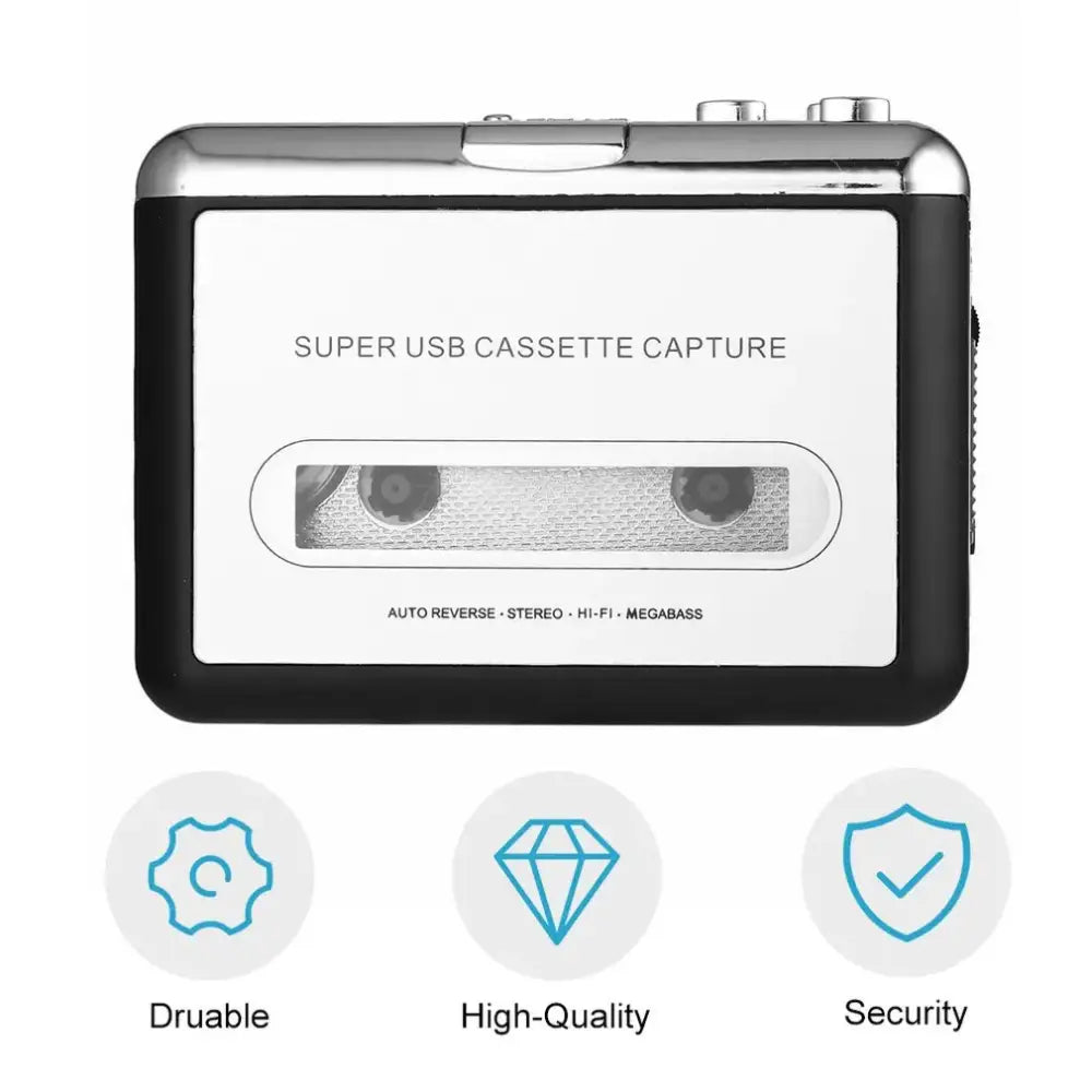 Portable Cassette to USB Converter - Silver / Cassette Player - SS