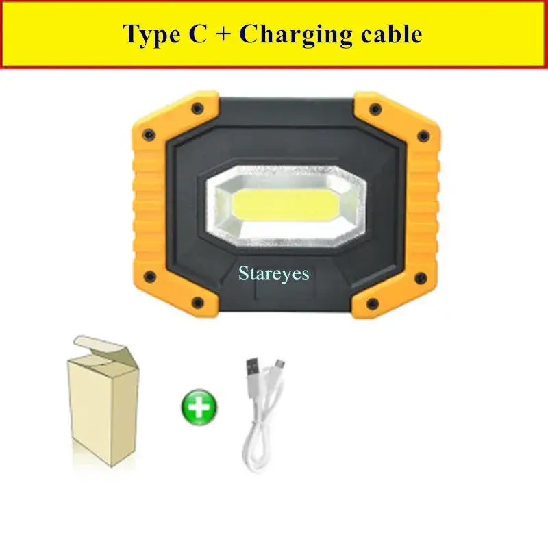 Portable COB LED Floodlight 20W Rechargeable Flood light Outdoor lamp lighting flashlight torch optional purchase 18650