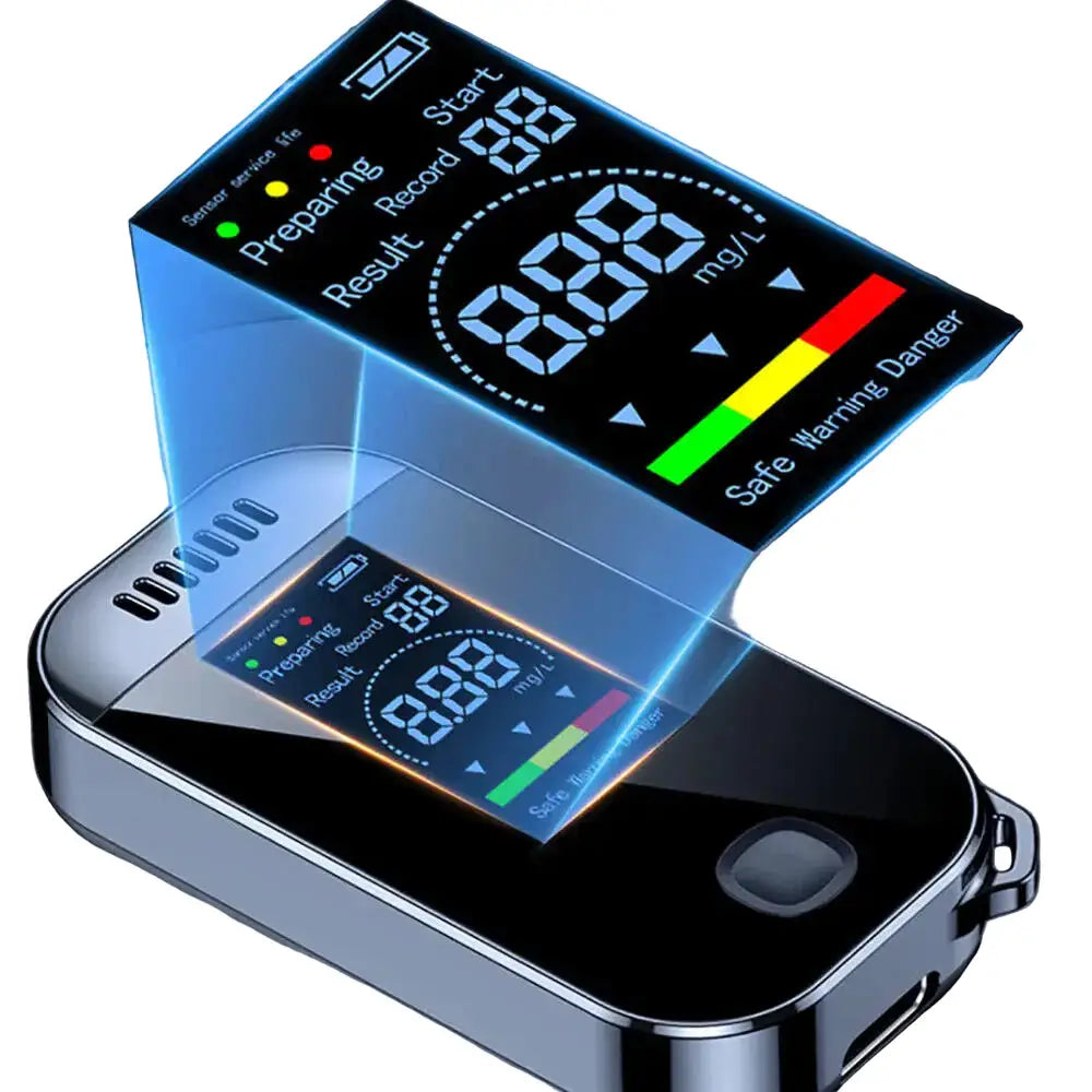 Portable Digital Alcohol Tester – Professional USB Rechargeable Breathalyzer - Black / Alcohol Tester - HBC