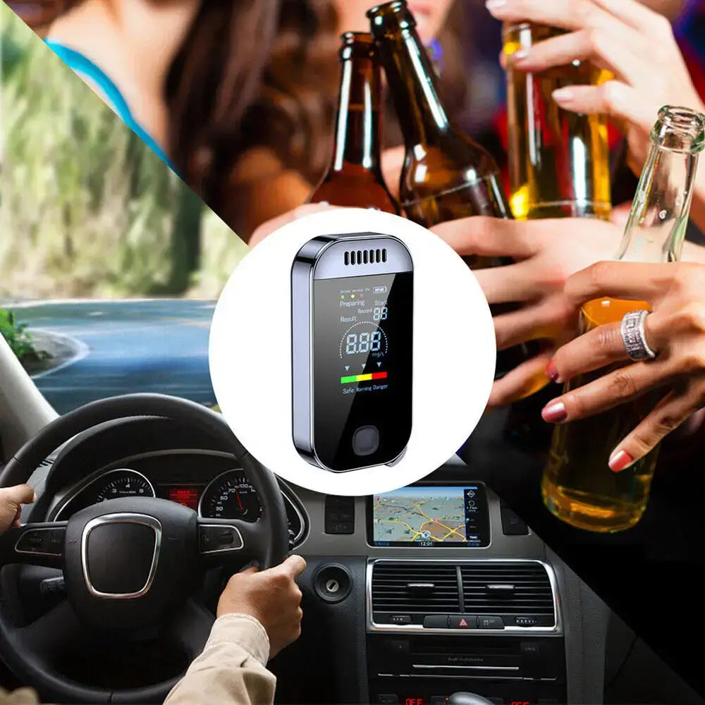 Portable Digital Alcohol Tester – Professional USB Rechargeable Breathalyzer - Black / Alcohol Tester - HBC