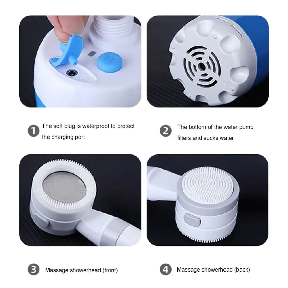 Portable Electric Camping Shower Pump 4000mAh - Blue / Camping Shower - SS