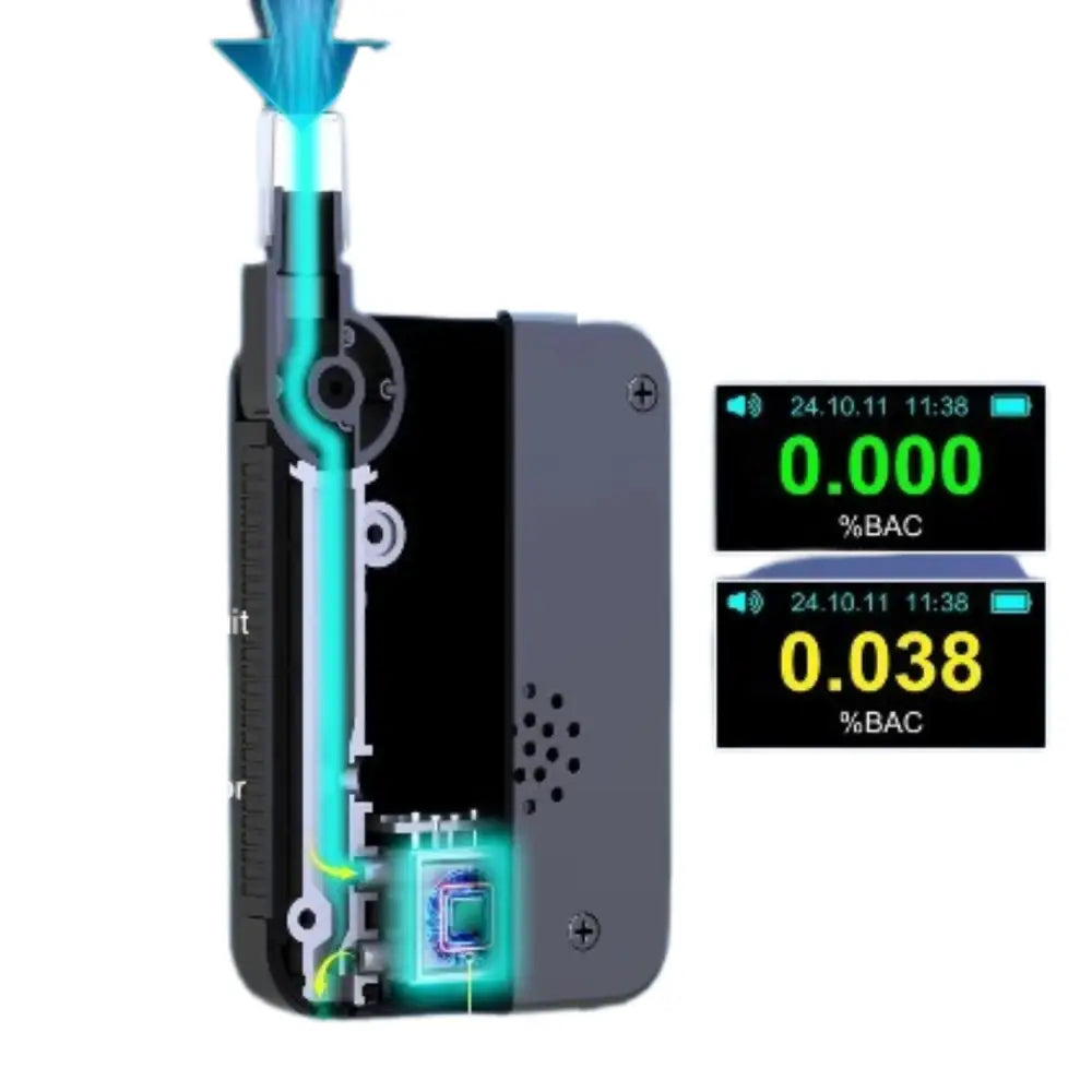 Portable Electrochemical Alcohol Tester – Professional Breathalyzer with LCD Display - Black / Breathalyzer - HBC