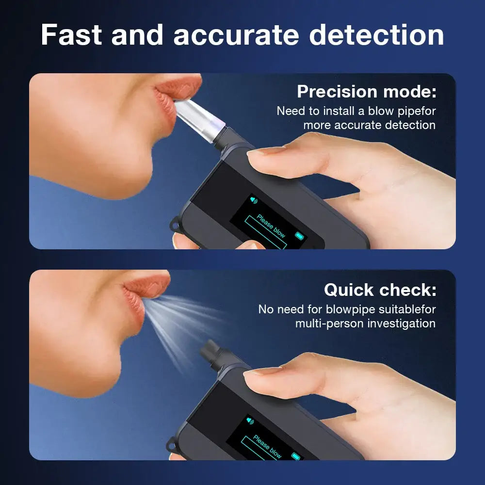 Portable Electrochemical Alcohol Tester – Professional Breathalyzer with LCD Display - Black / Breathalyzer - HBC
