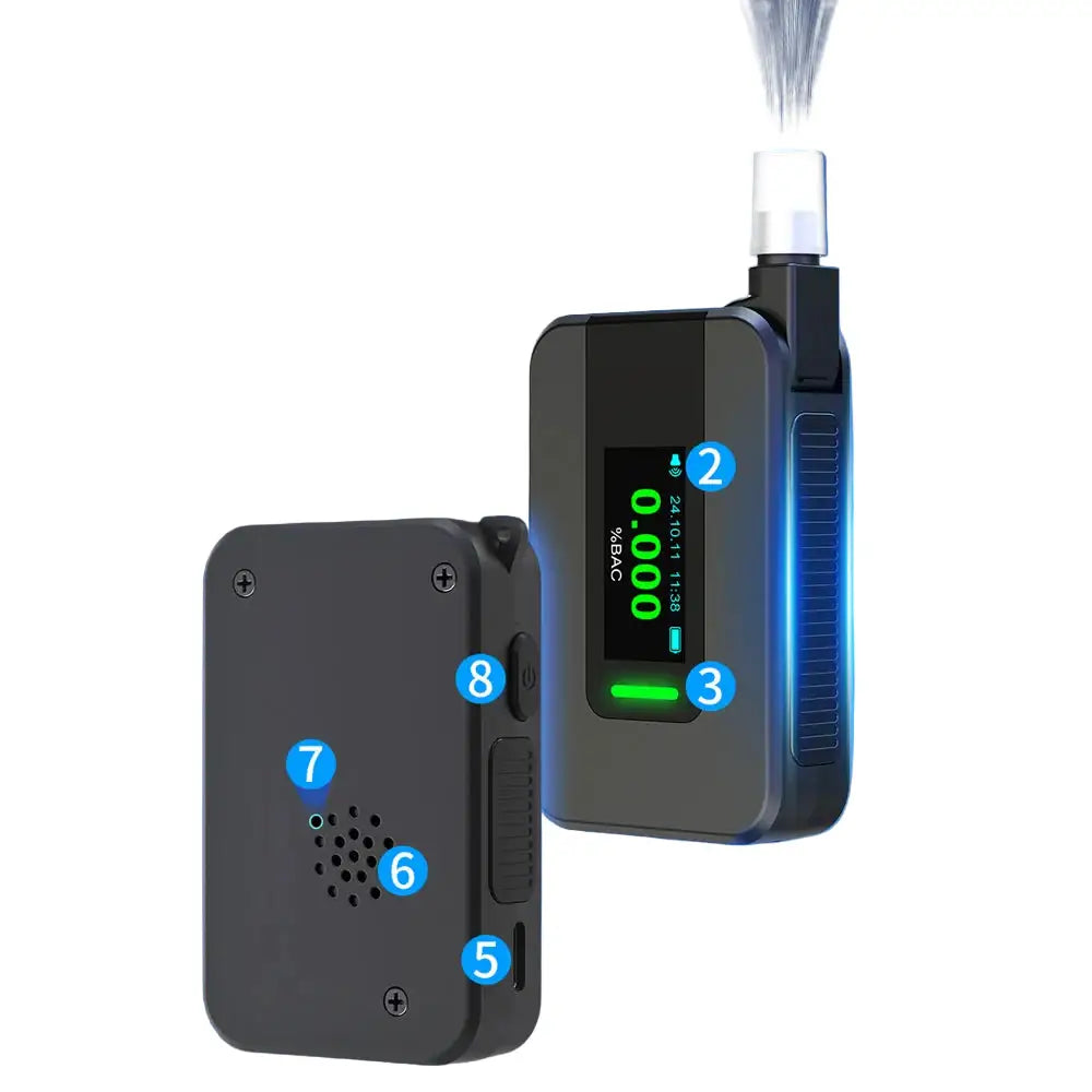 Portable Electrochemical Alcohol Tester – Professional Breathalyzer with LCD Display - Black / Breathalyzer - HBC