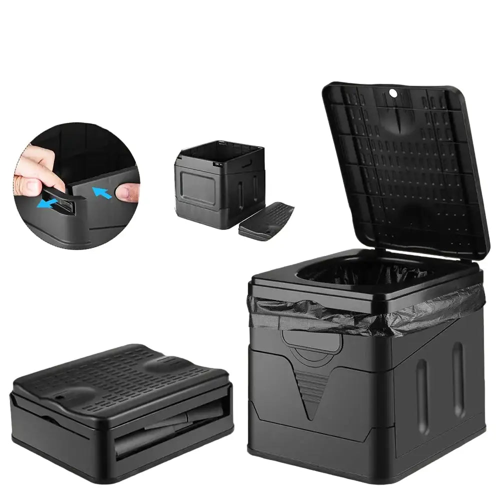 Portable Folding Camping Toilet – Outdoor Use - Black / Outdoor Toilet - SS