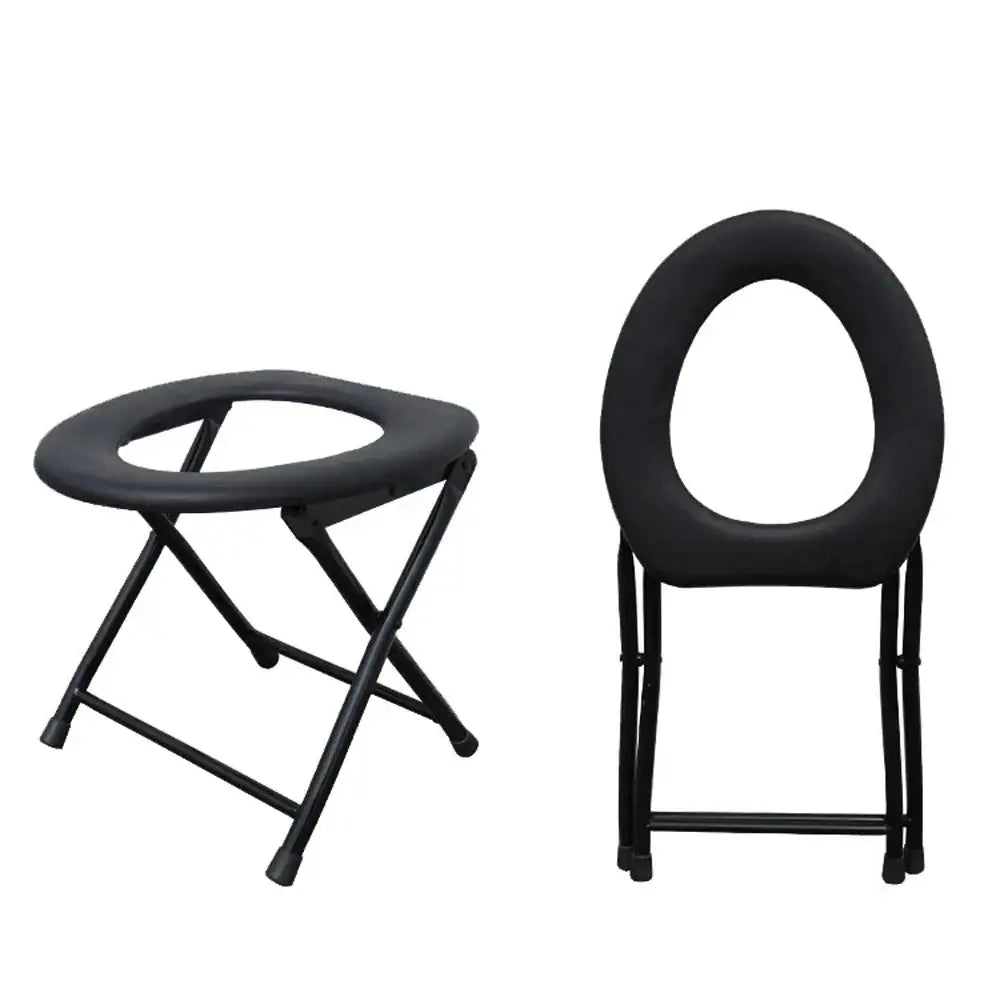 Portable Folding Outdoor Toilet Seat - Black / Folding Toilet Seat - SS