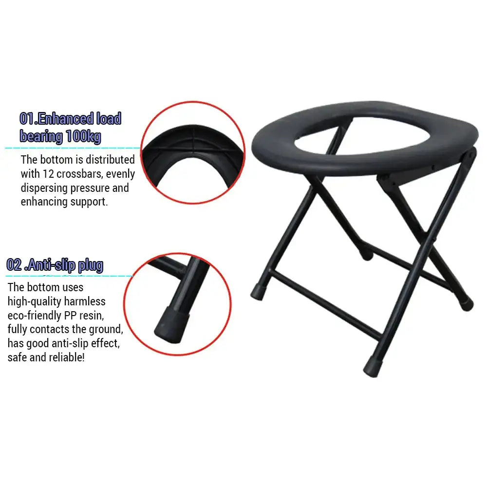 Portable Folding Outdoor Toilet Seat - Black / Folding Toilet Seat - SS