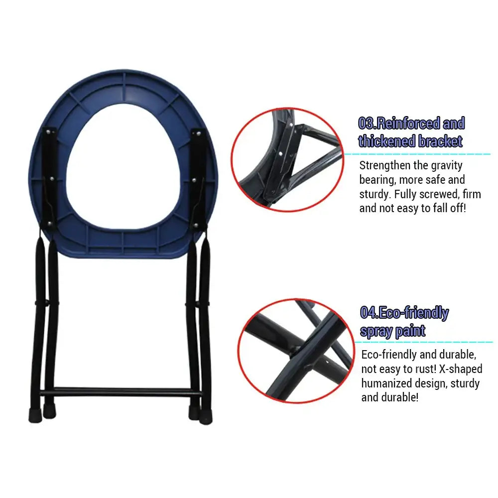 Portable Folding Outdoor Toilet Seat - Black / Folding Toilet Seat - SS