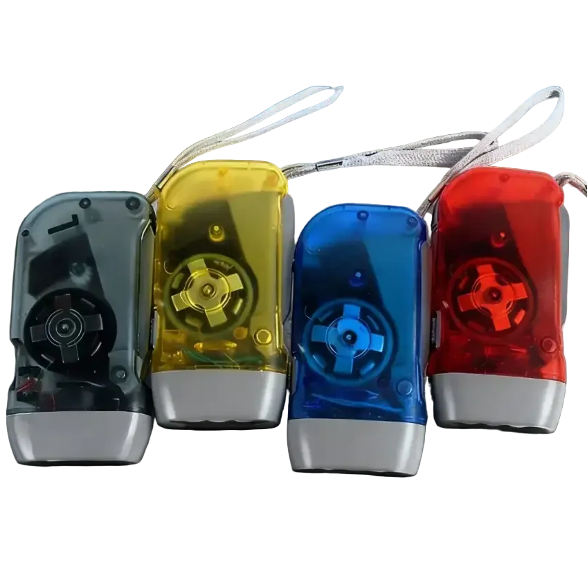 Portable Hand Pressing LED Night Flashlight Self-Powered Dynamo Crank Power Wind Up Manual Power Generation For Camping
