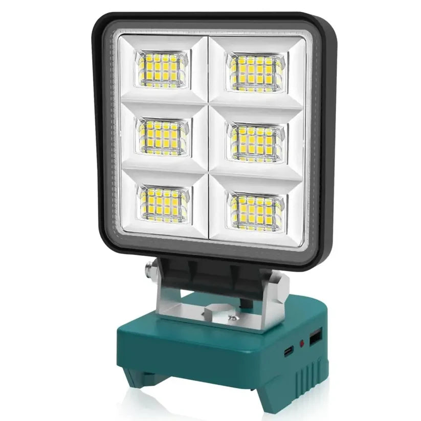 Cordless Rechargeable LED Work Light 6000K Portable Floodlight for Makita Batteries & Job Site Use