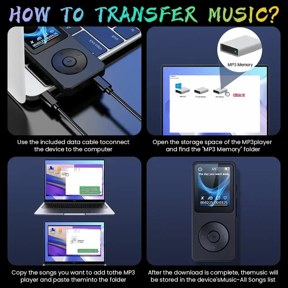 Portable MP3 Player With LCD Digital Display FM Radio Video Hifi MP3 Player E-books Support Bluetooth Lossless Music