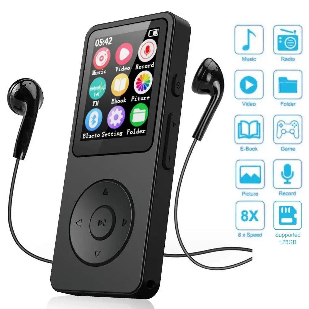 Portable MP3 Player With LCD Digital Display FM Radio Video Hifi MP3 Player E-books Support Bluetooth Lossless Music