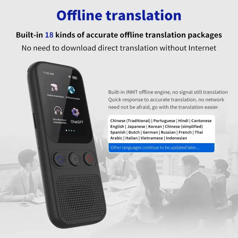 Portable Offline Language Translator (138 Languages) - Black / Language Translator - HBC