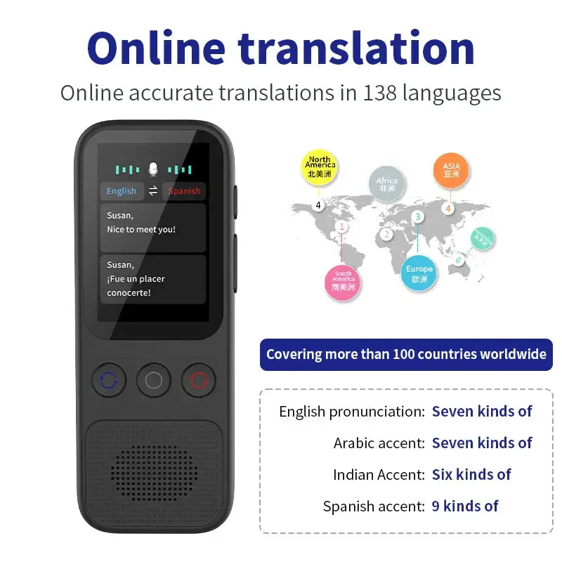 Portable Offline Language Translator (138 Languages) - Black / Language Translator - HBC