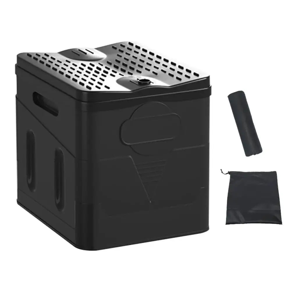 Portable Outdoor Folding Camping Toilet - Black Set B / Portable Camping Toilet - SS