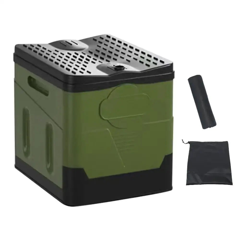 Portable Outdoor Folding Camping Toilet - Green Set B / Portable Camping Toilet - SS