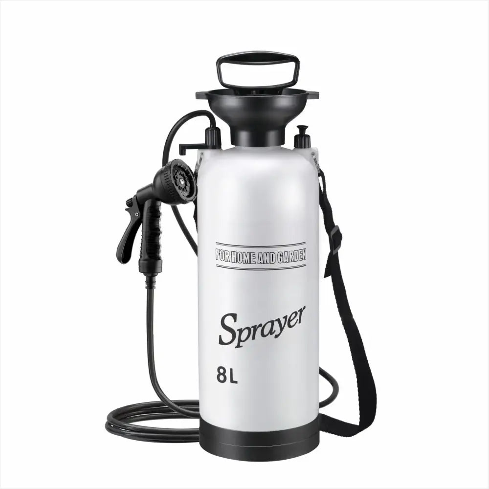 Portable Outdoor Manual Camping Shower – 3/5/8L with Hose - 8L - SS